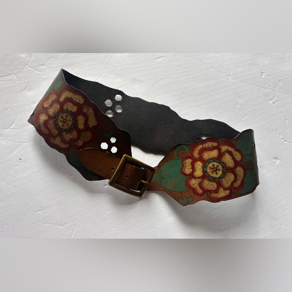 Moxie and oliver handpainted and handmade corset belt. Made in Seattle.